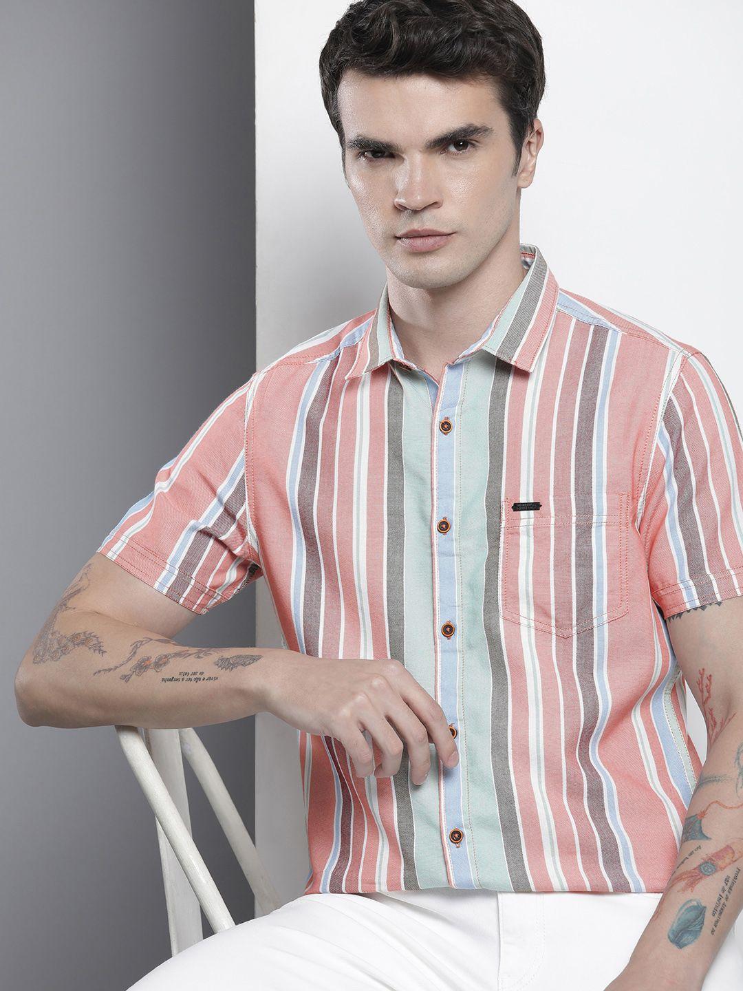 the indian garage co slim fit multi stripes opaque striped casual shirt