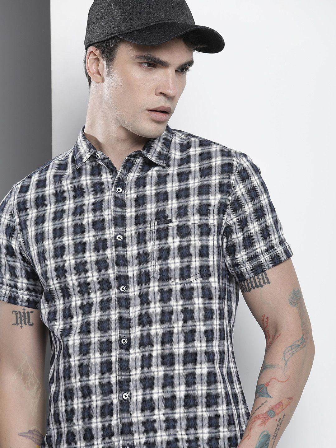 the indian garage co slim fit opaque checked casual shirt