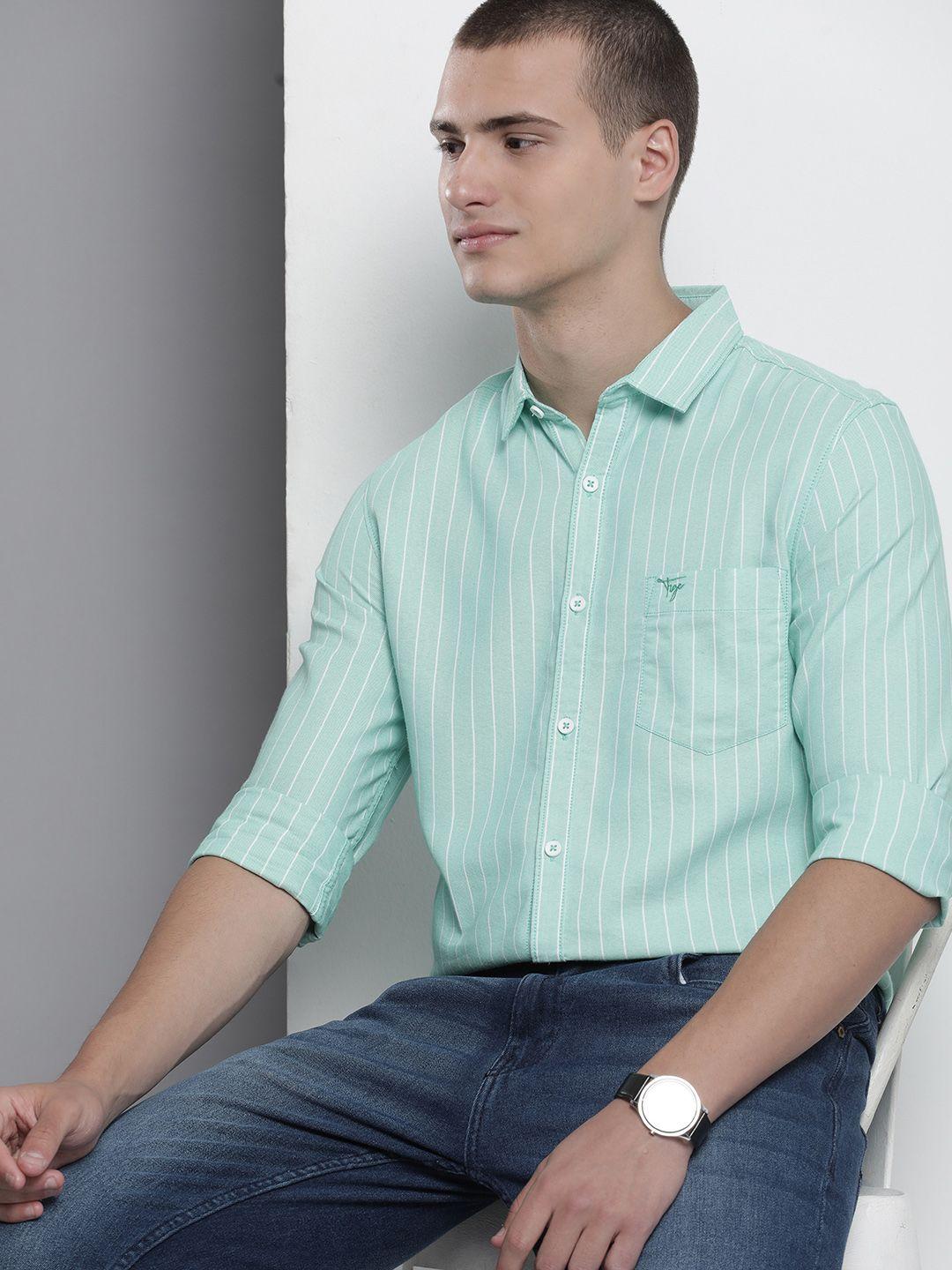 the indian garage co smart slim fit striped cotton casual shirt
