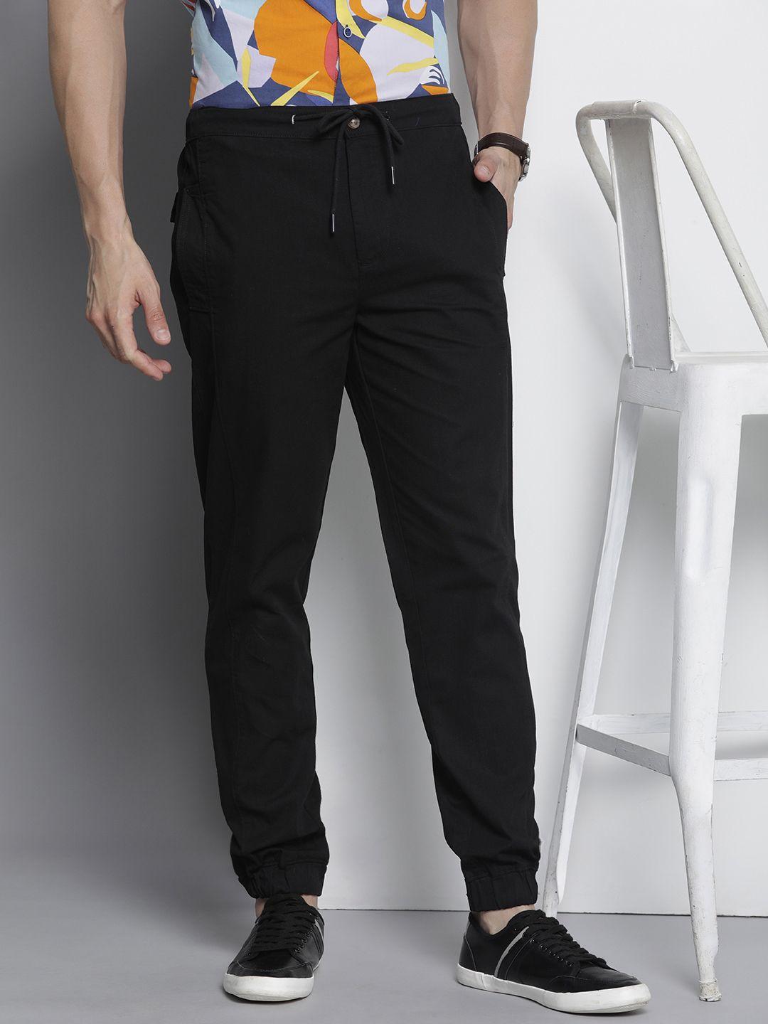 the indian garage co solid cotton joggers trousers