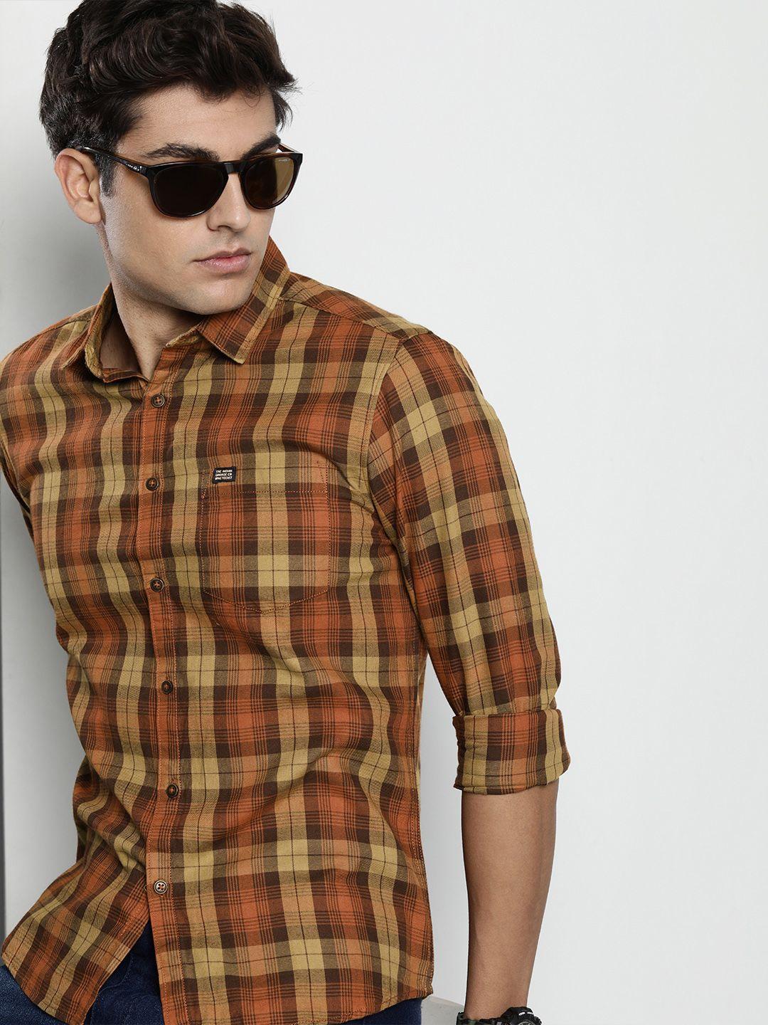 the indian garage co tartan checked pure cotton casual t-shirt