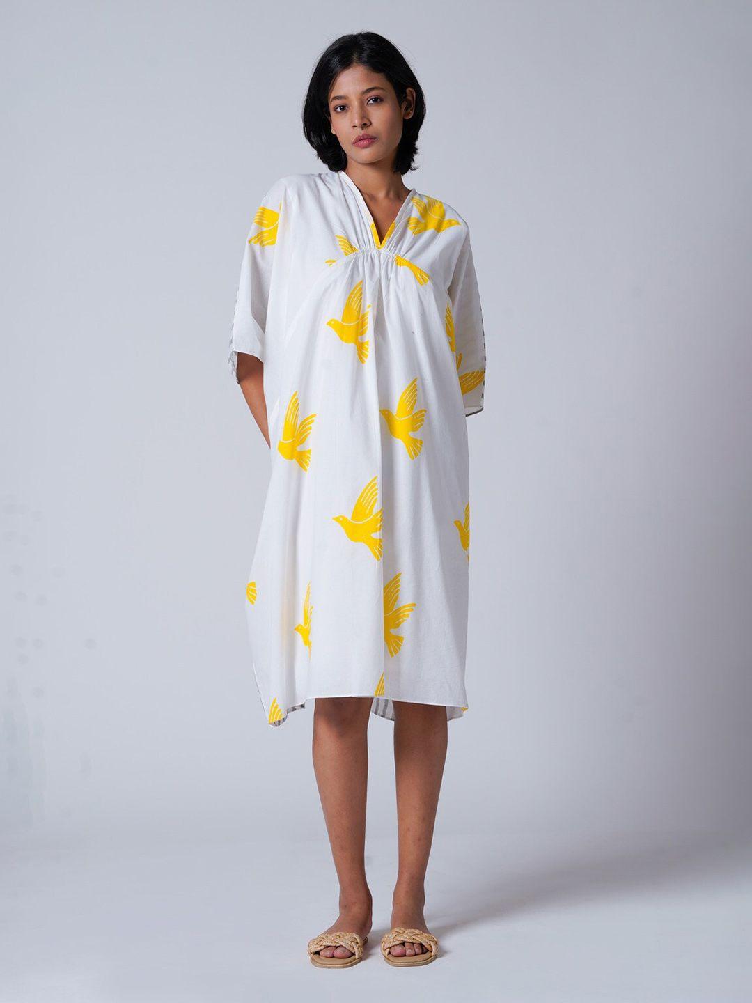 the kaatn trail conversational printed organic cotton a-line dress