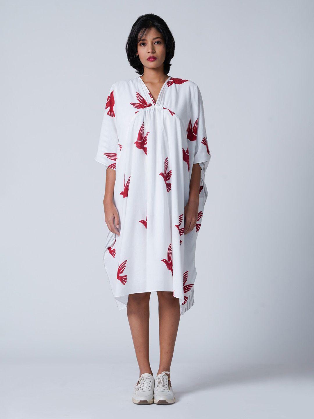 the kaatn trail conversational printed organic cotton a-line dress
