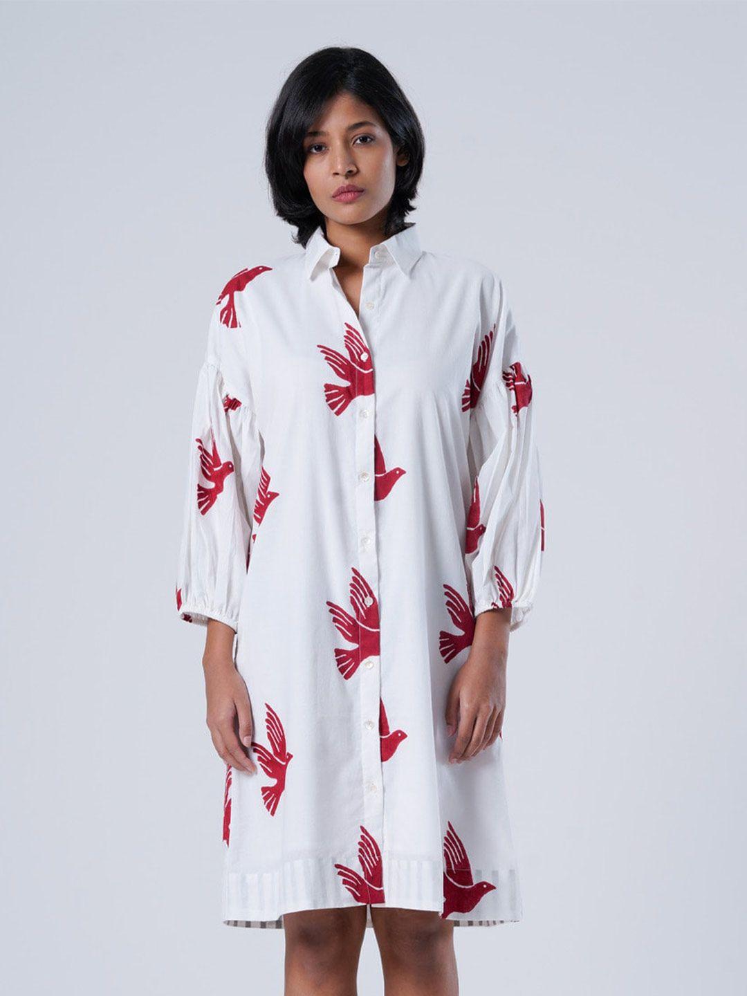 the kaatn trail conversational printed organic cotton shirt dress