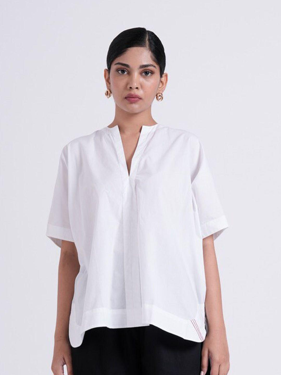 the kaatn trail mandarin collar cotton boxy top