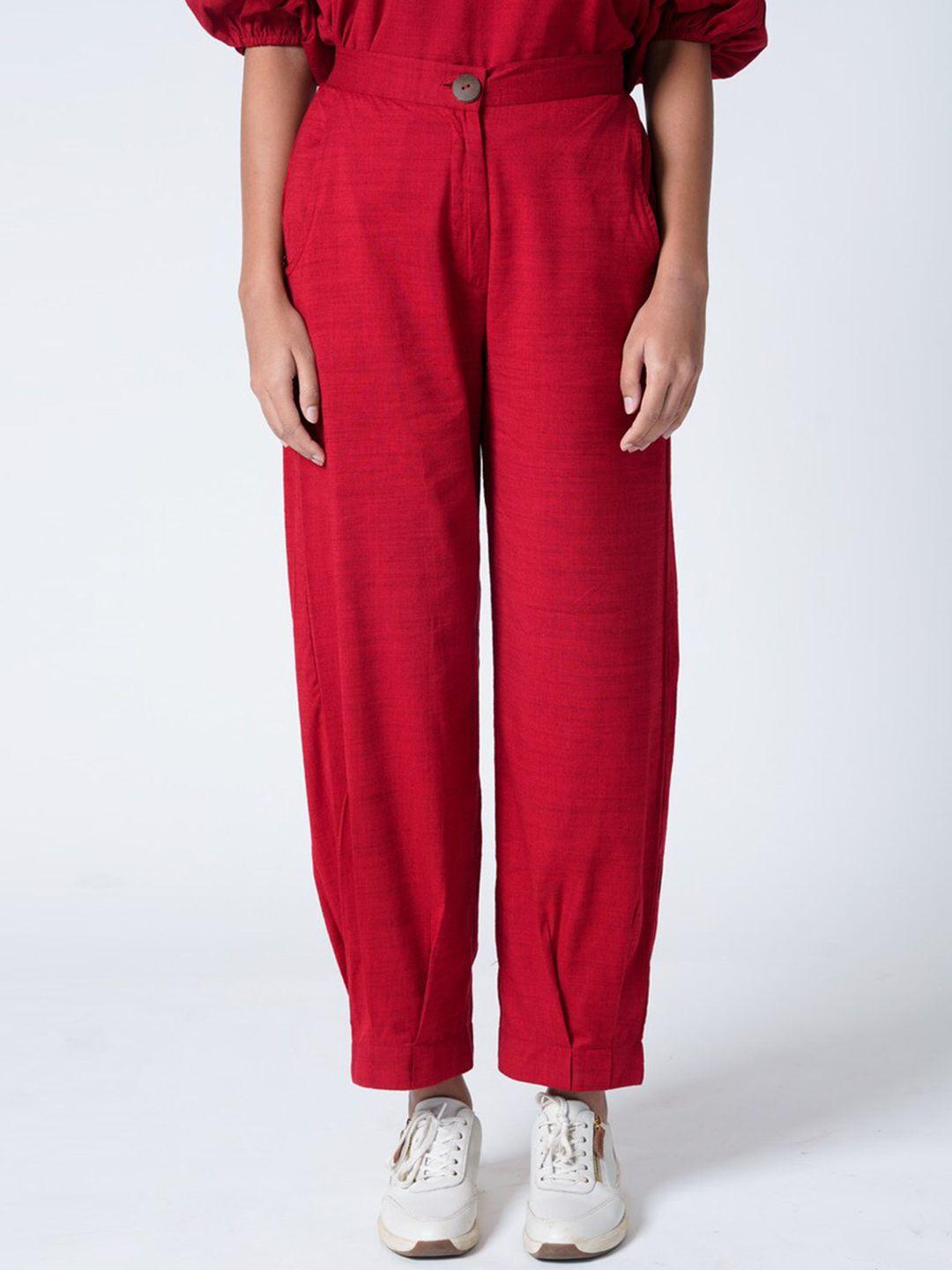 the kaatn trail women tapered fit high waisted cotton peg trousers