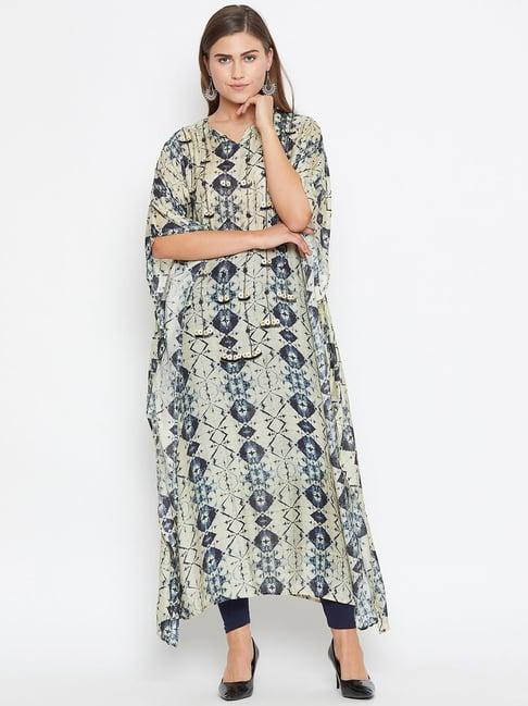 the kaftan company beige printed a line kaftan