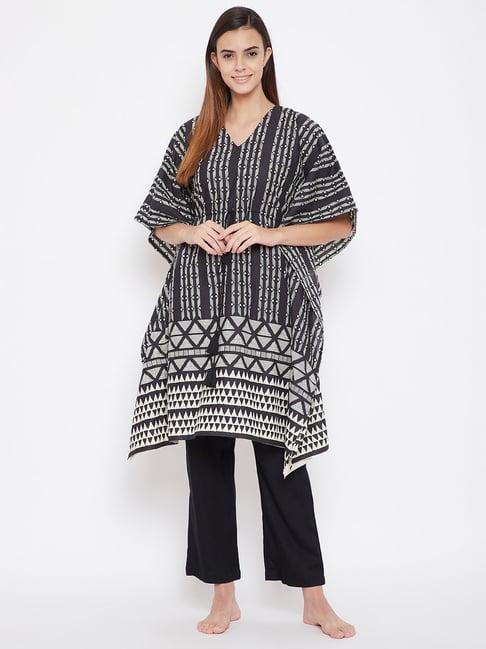 the kaftan company black geometric print pyjama sets