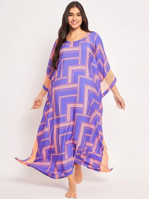 the kaftan company blue printed kaftan