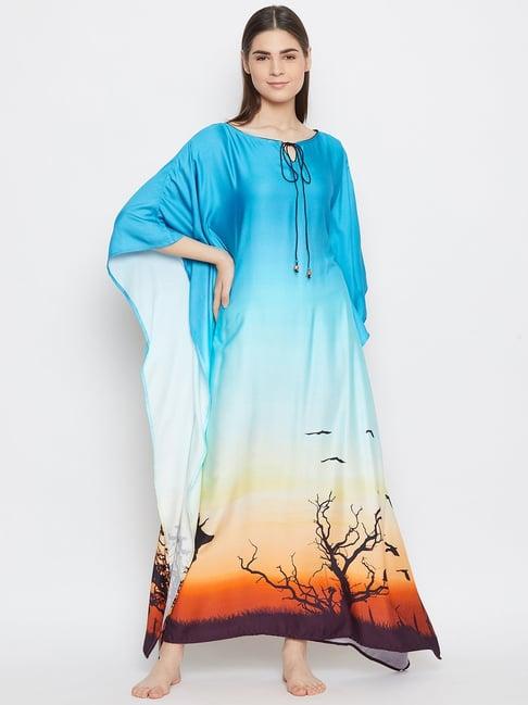 the kaftan company blue printed kaftan