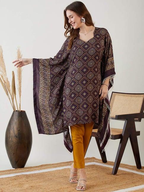 the kaftan company brown printed a line kaftan