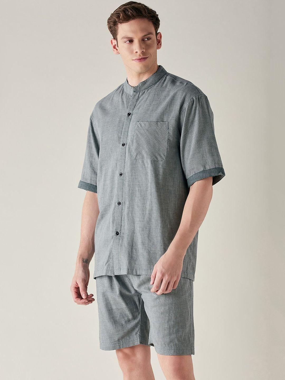 the kaftan company checks pure cotton night suit