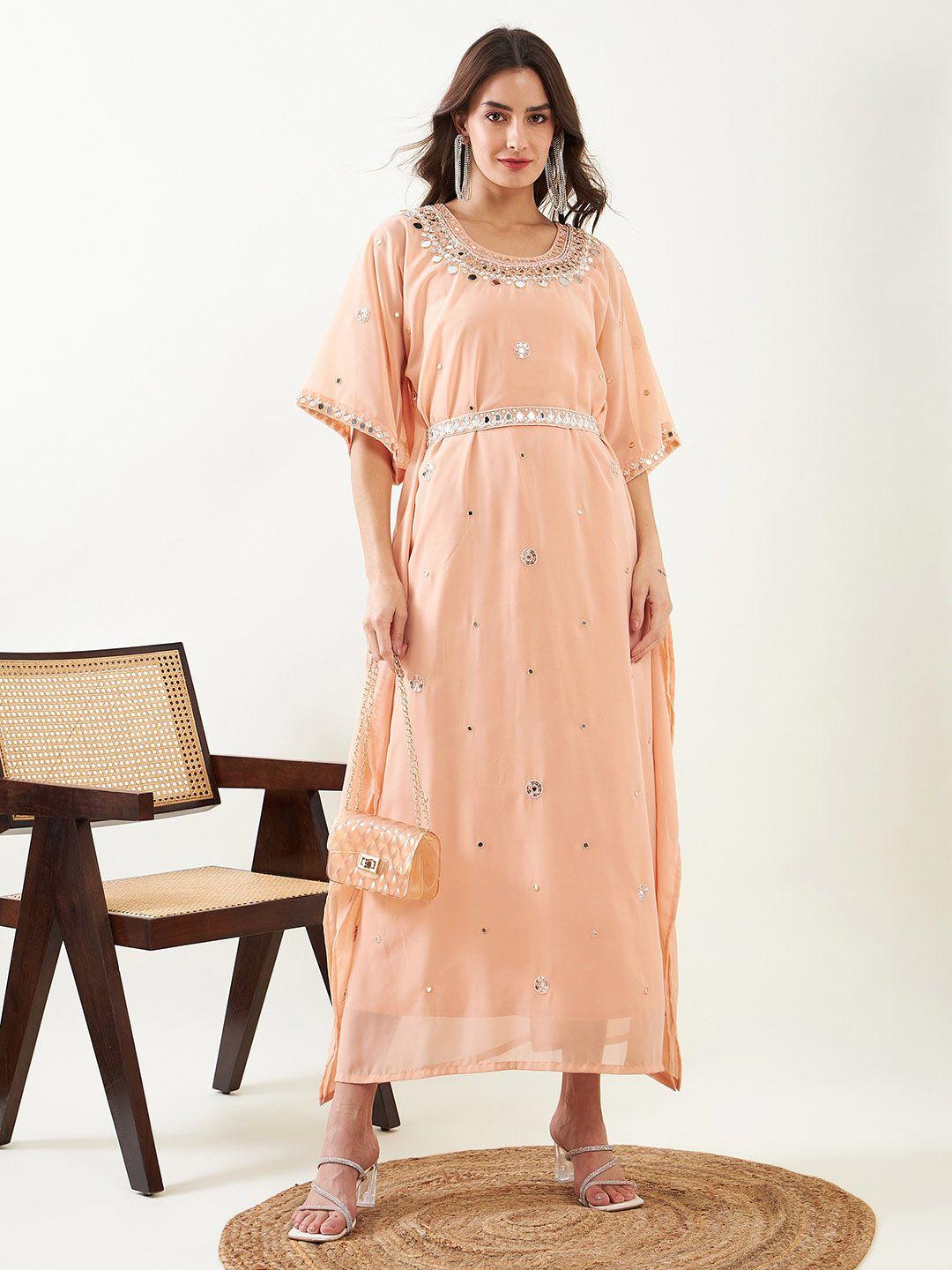 the kaftan company embellished georgette kaftan midi ethnic dress