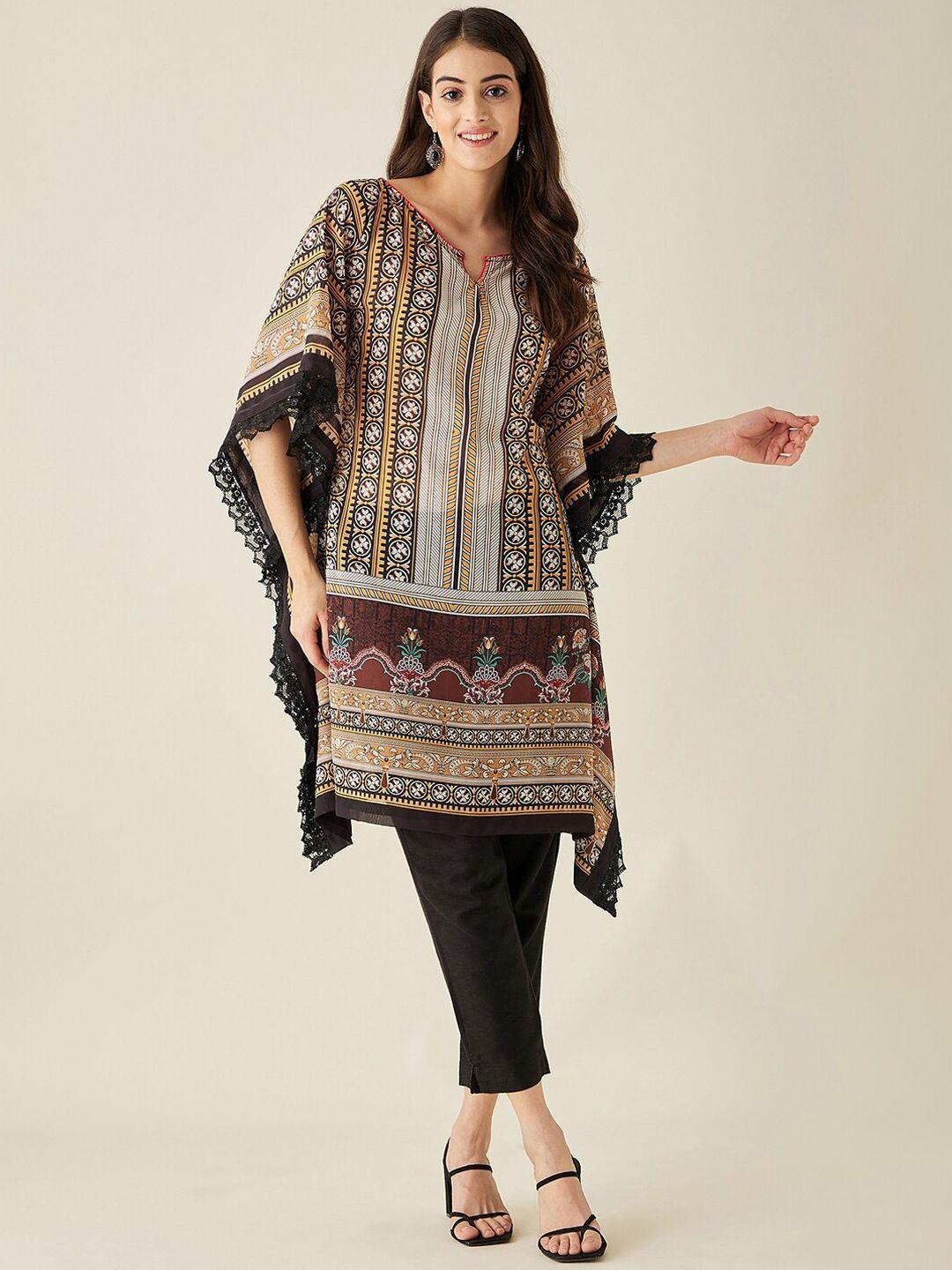 the kaftan company ethnic motifs printed flared sleeves georgette kaftan kurta