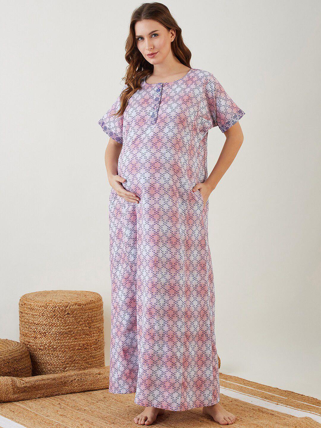 the kaftan company ethnic motifs printed maxi maternity nightdress