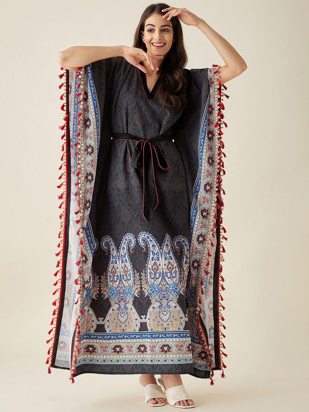 the kaftan company ethnic motifs printed maxi nightdress