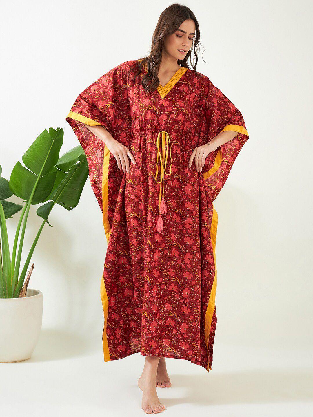 the kaftan company floral printed kaftan maxi nightdress
