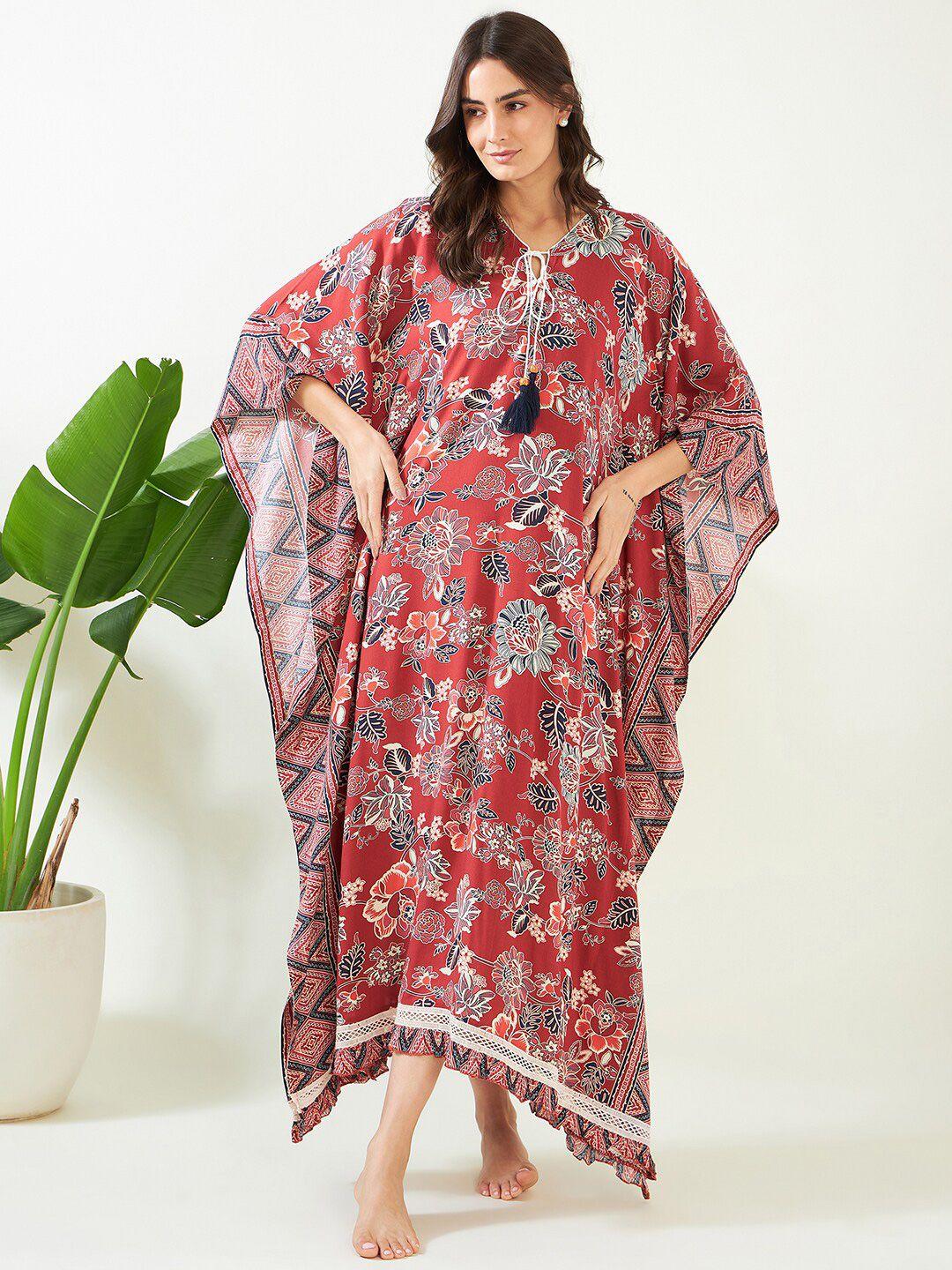 the kaftan company floral printed maxi kaftan nightdress