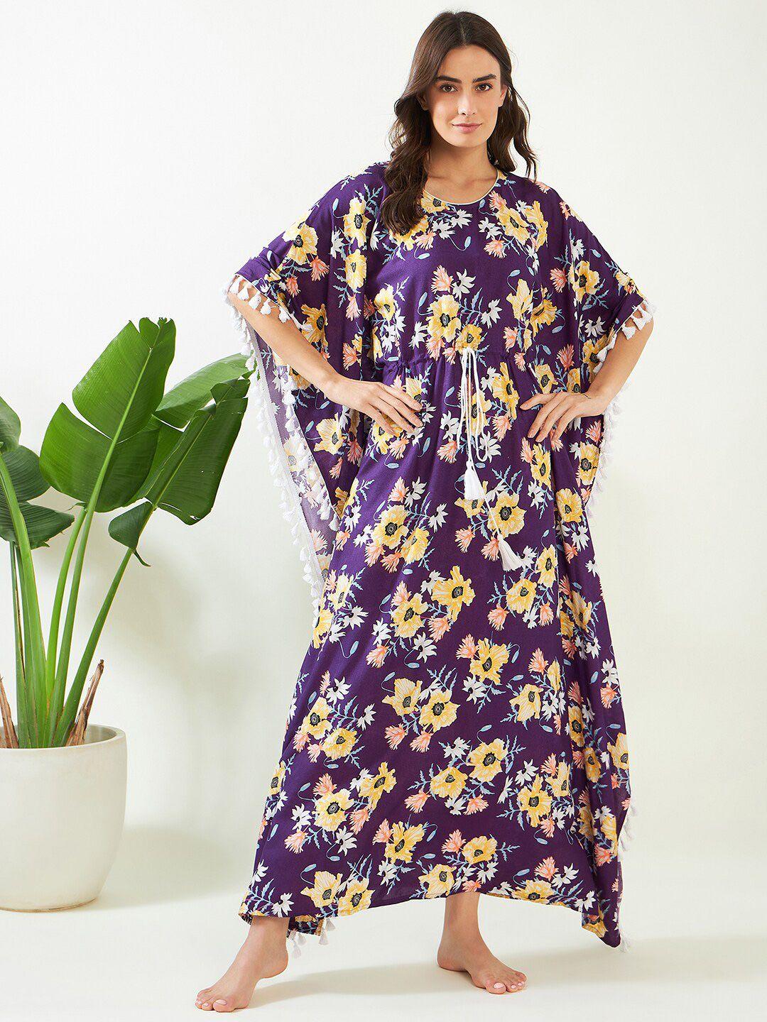 the kaftan company floral printed maxi kaftan nightdress