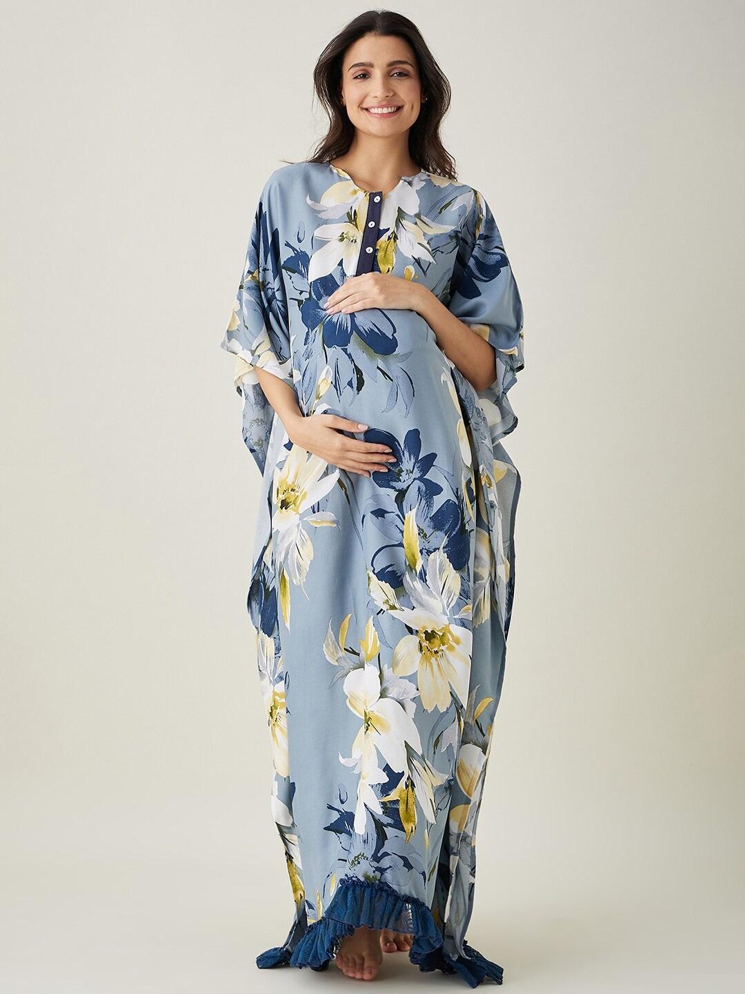 the kaftan company floral printed maxi nightdress