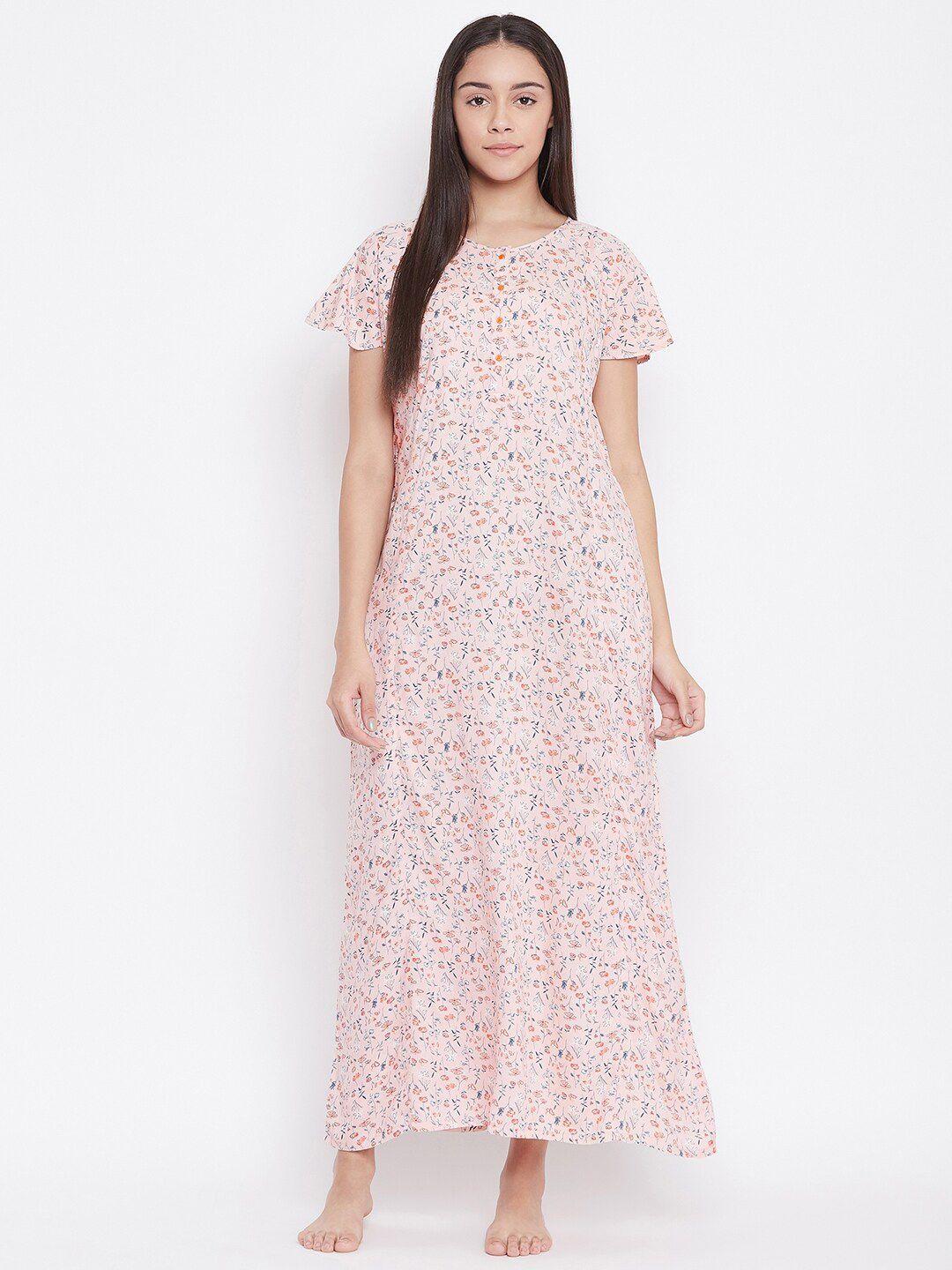 the kaftan company floral printed pure cotton maxi nightdress