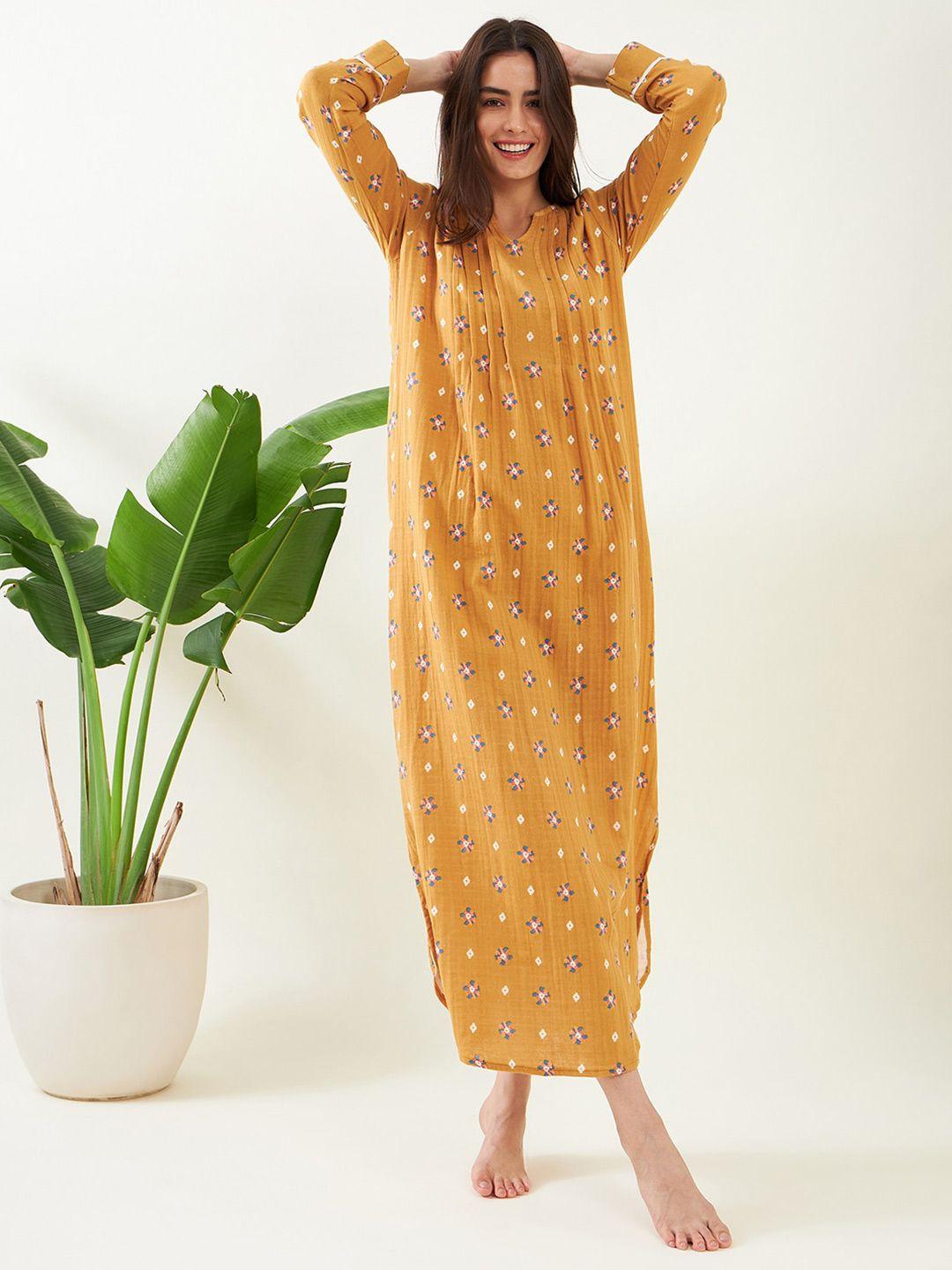 the kaftan company floral printed pure cotton maxi nightdress