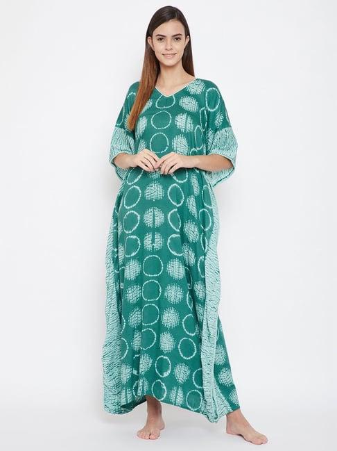 the kaftan company green printed kaftan