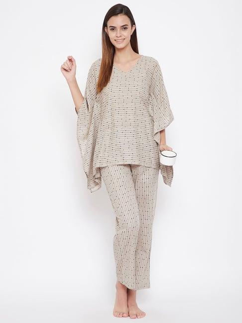 the kaftan company grey geometric print pyjama sets