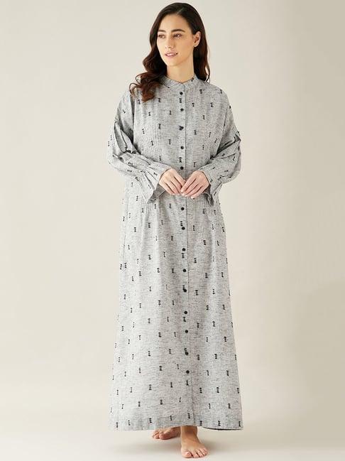 the kaftan company grey self design night dress