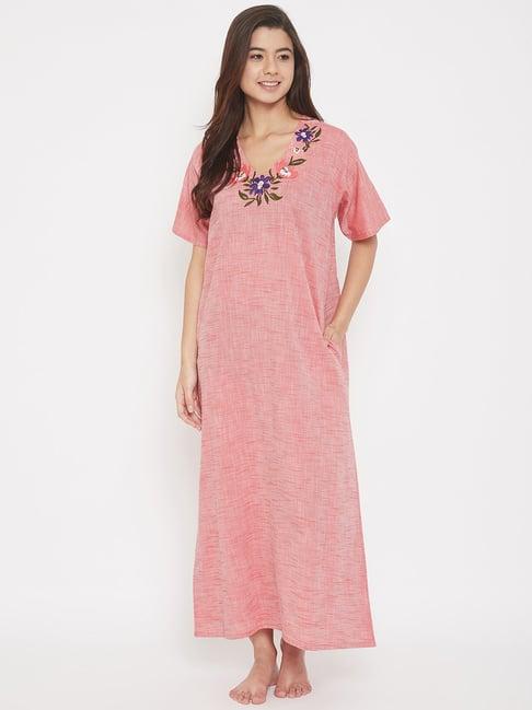 the kaftan company light red embroidered nighty