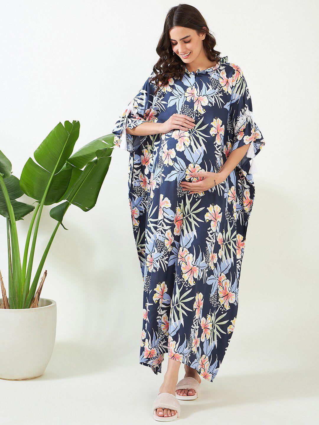 the kaftan company maternity floral printed maxi kaftan nightdress