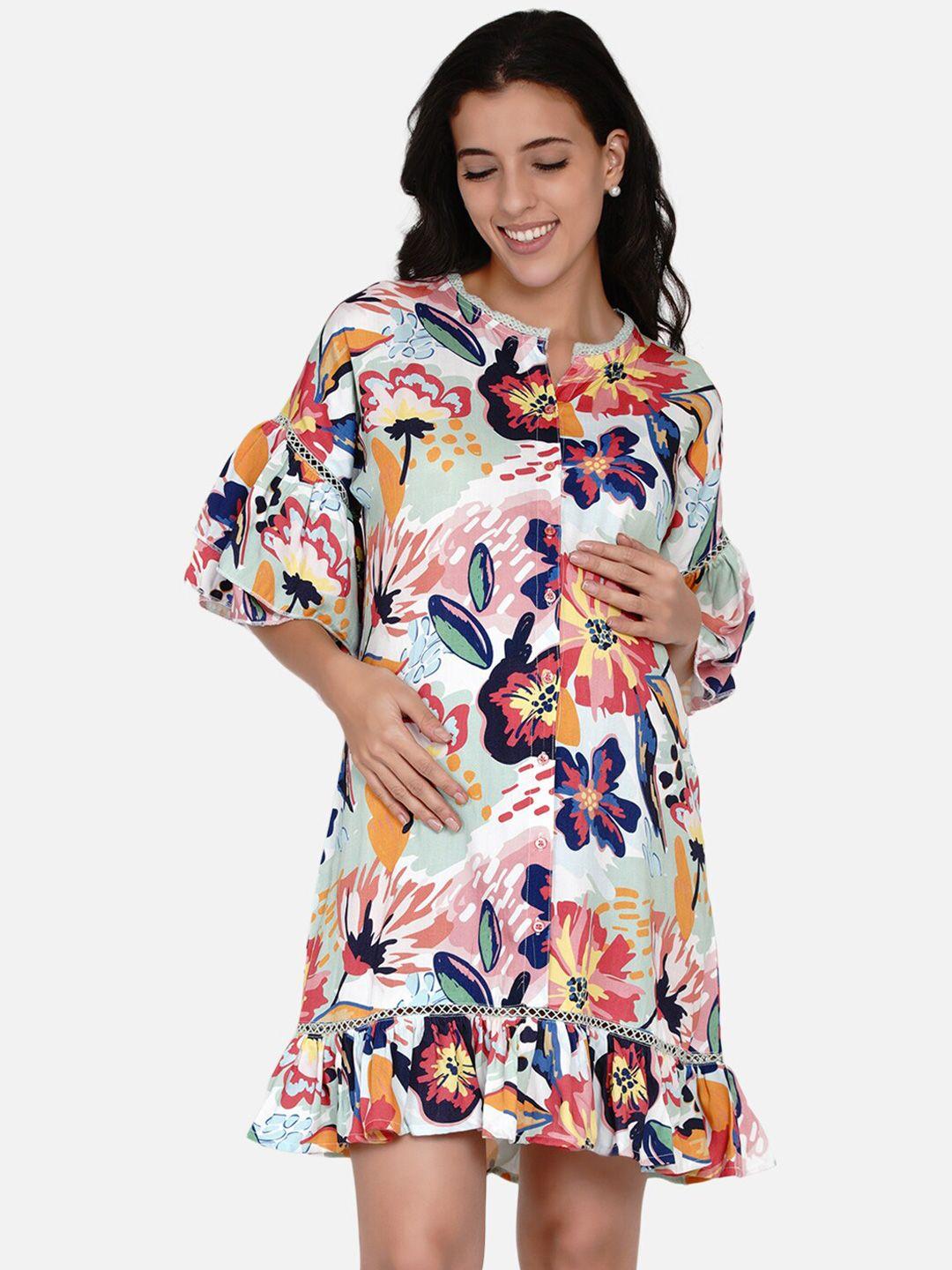 the kaftan company multicoloured floral printed maternity a-line dress