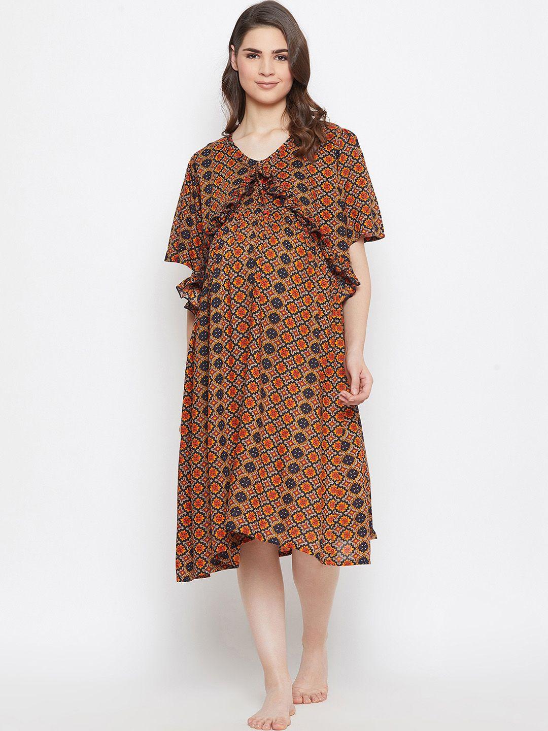 the kaftan company multicoloured printed maternity nightdress