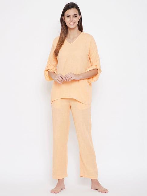 the kaftan company orange cotton pyjama sets