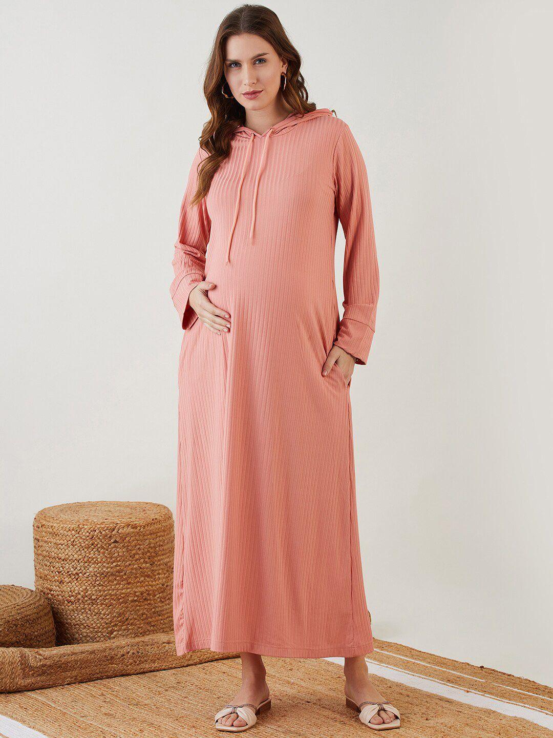 the kaftan company peach-coloured maternity fit & flare maxi dress