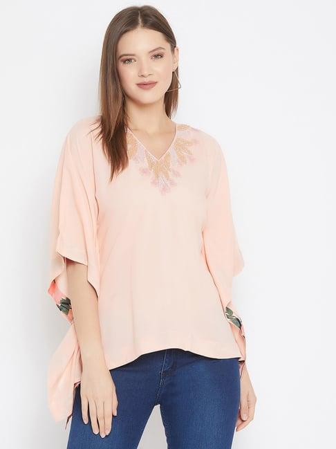 the kaftan company pink embroidered kaftan top