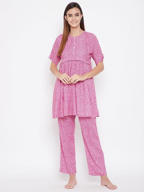 the kaftan company pink printed pyjama sets