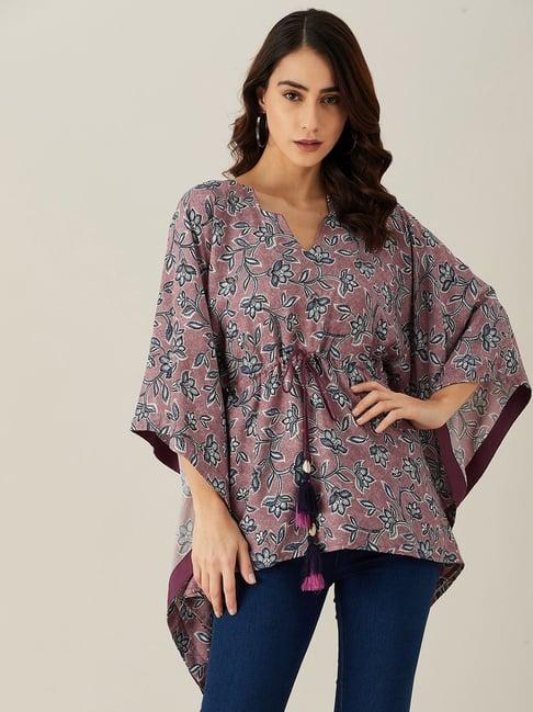 the kaftan company purple printed top