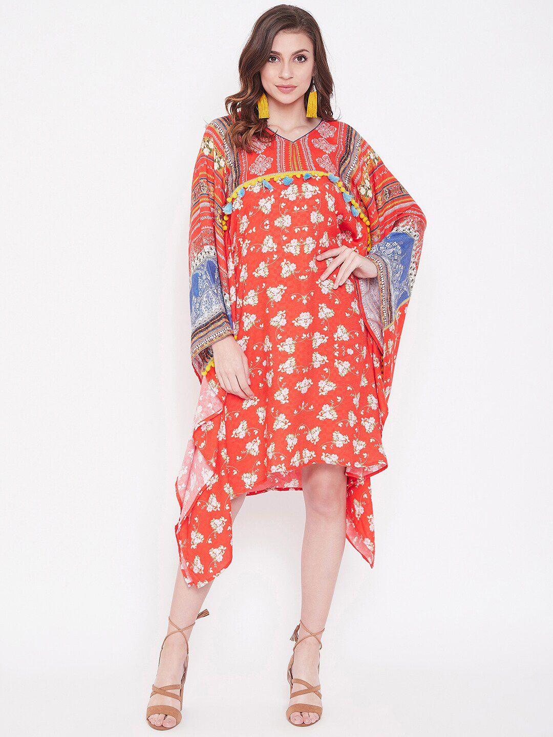 the kaftan company red floral kaftan dress