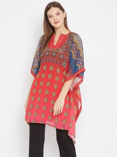 the kaftan company red printed kaftan top