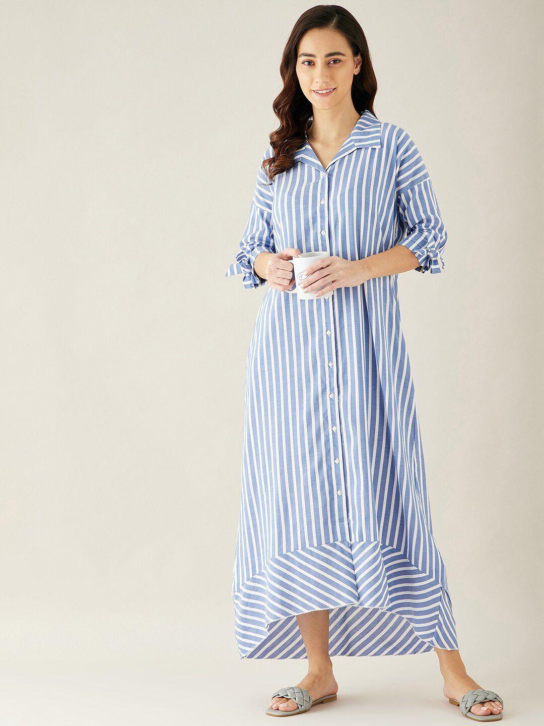 the kaftan company women blue striped maxi nightdress