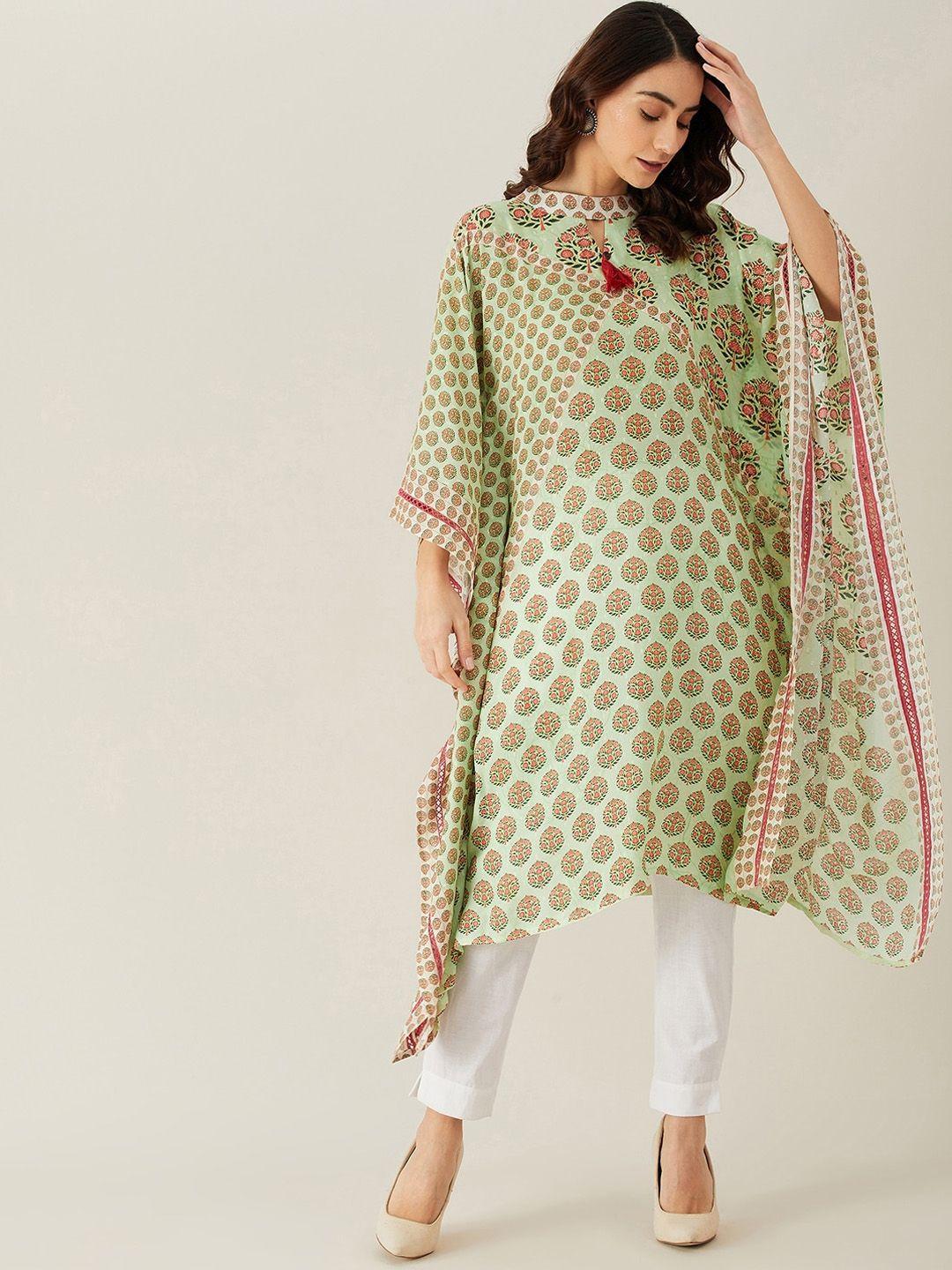 the kaftan company women green ethnic motifs printed flared sleeves dobby kaftan kurta