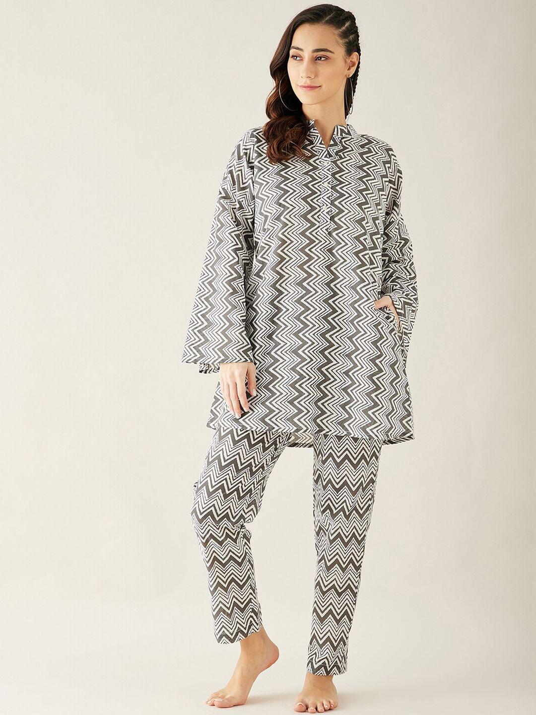 the kaftan company women printed pure cotton night suit
