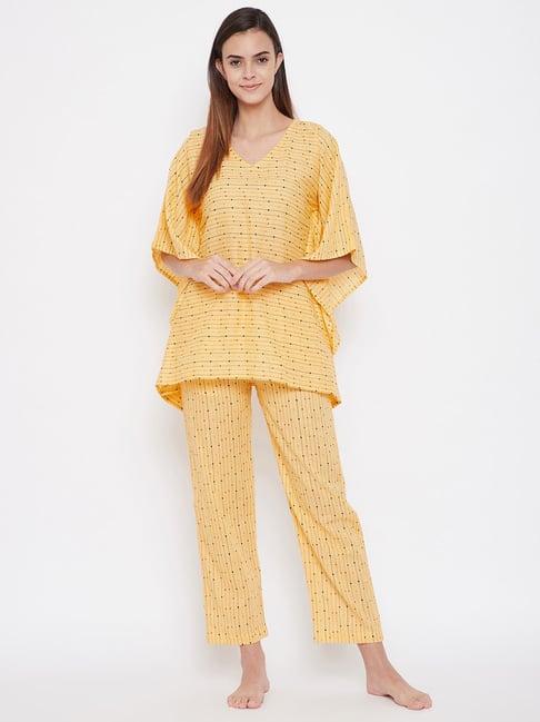 the kaftan company yellow geometric print pyjama sets