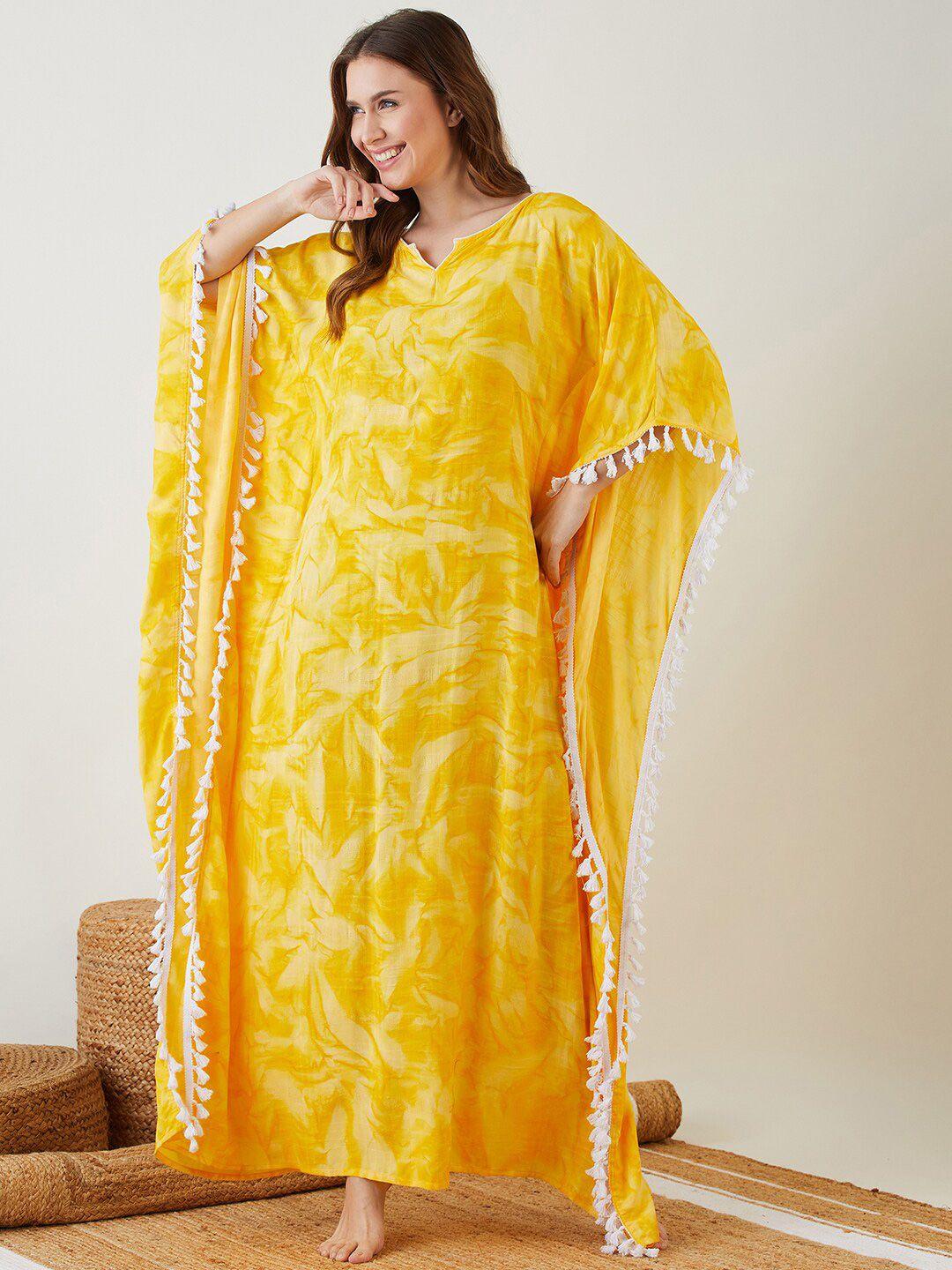 the kaftan company yellow printed maxi nightdress