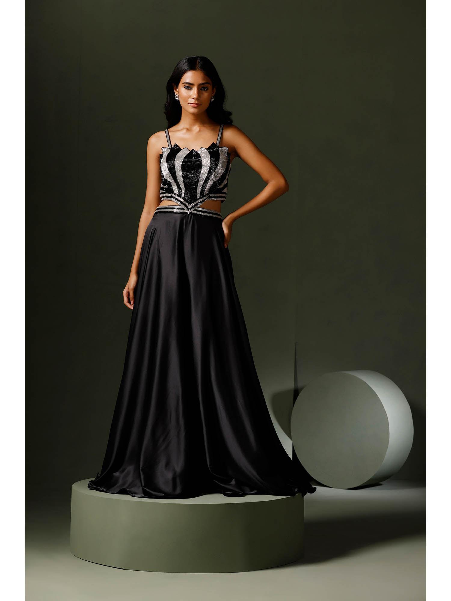the kamal black and silver gown