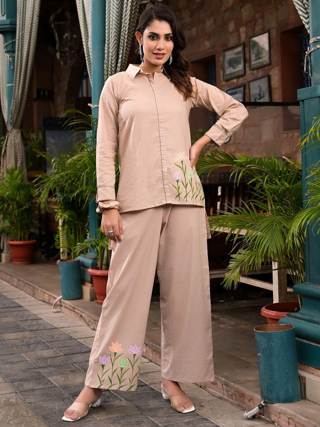 the kapas printed pure cotton shirt with trousers co-ords