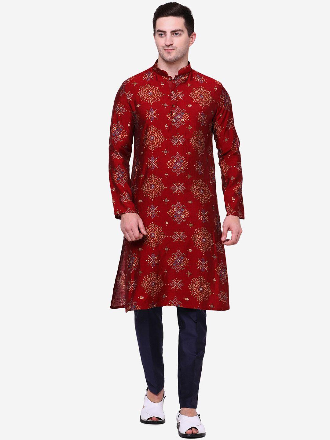 the kurta company ethnic motifs printed mandarin collar kurta