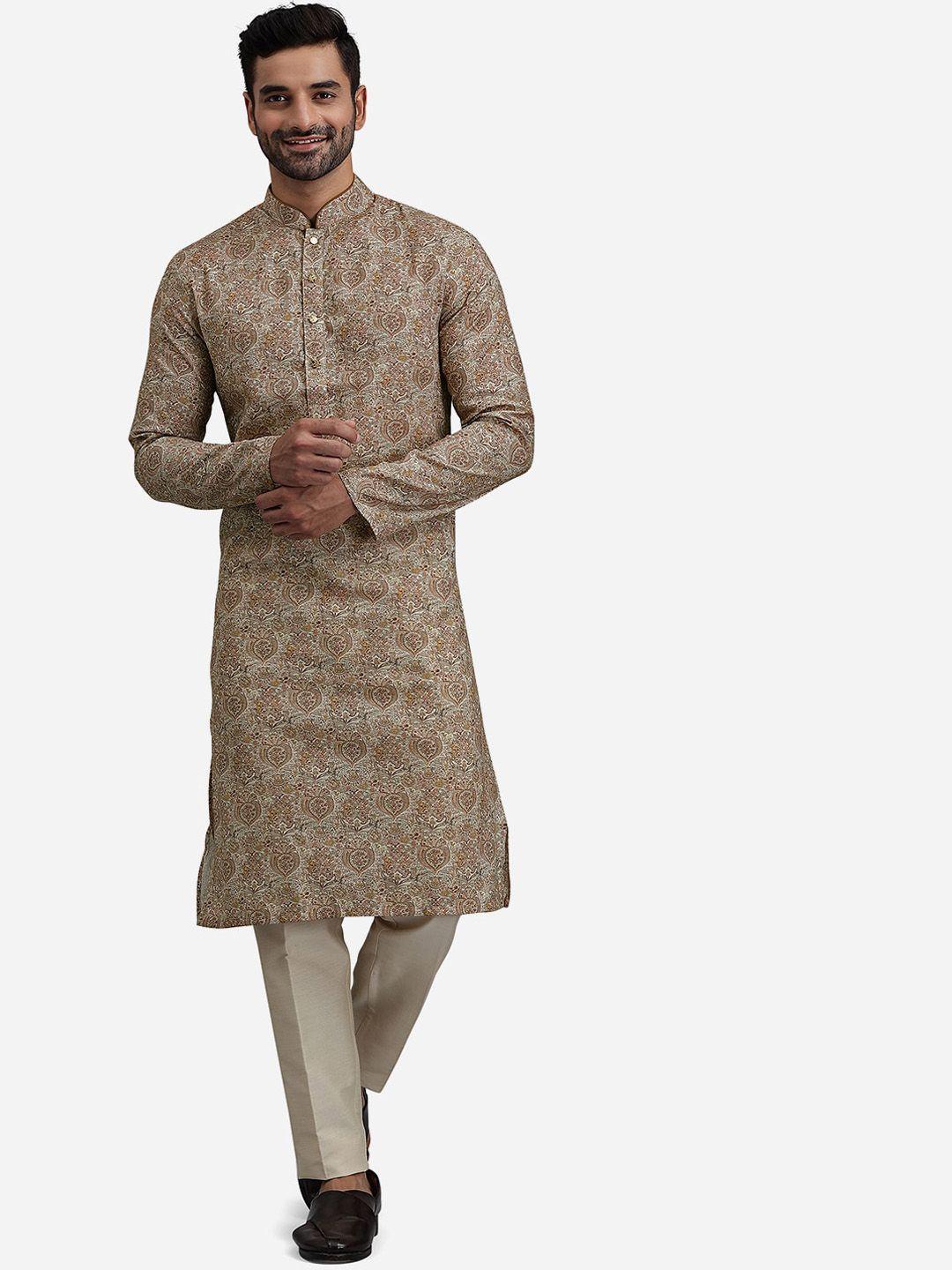 the kurta company ethnic motifs printed mandarin collar kurta