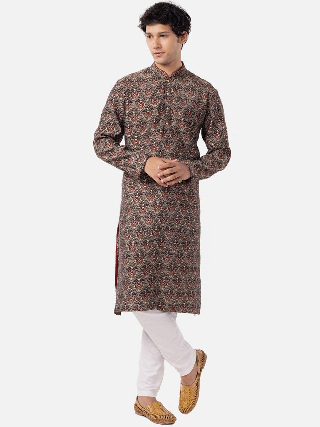 the kurta company ethnic motifs printed mandarin collar straight kurta
